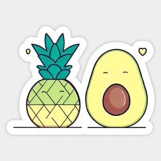 avocado and pineapple cute Sticker